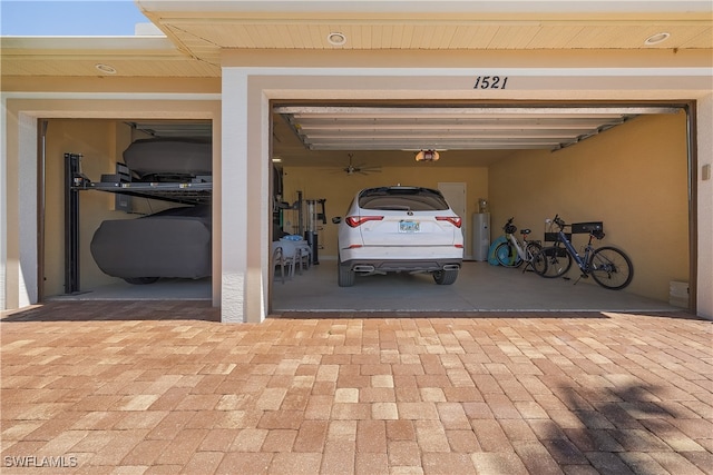 garage with water heater