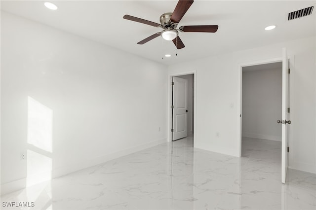 interior space featuring ceiling fan