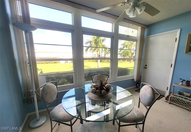 sunroom / solarium featuring ceiling fan