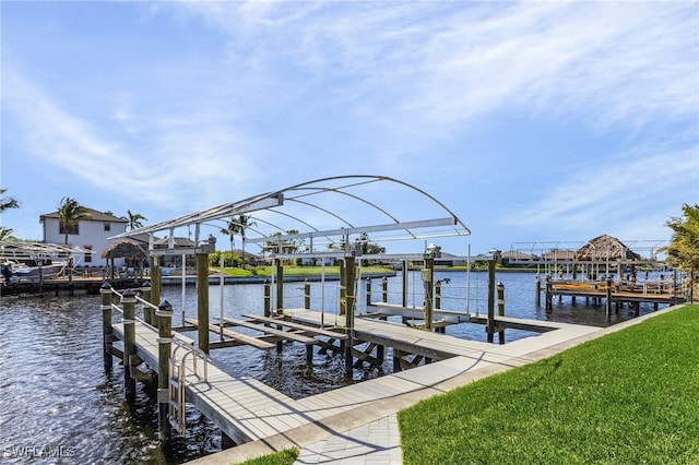 view of dock featuring a water view