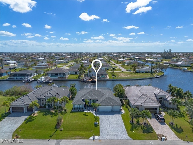 bird's eye view featuring a water view