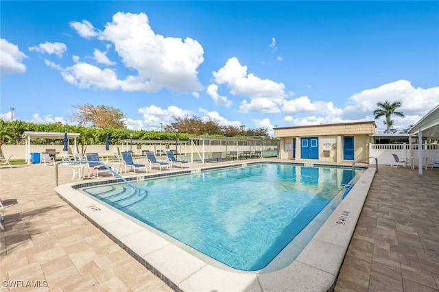 view of pool featuring a patio area