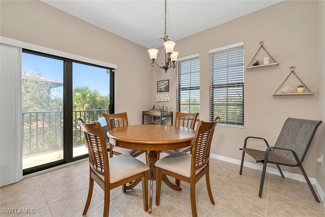 dining area featuring a healthy amount of sunlight and light tile patterned floors