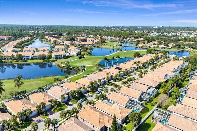 bird's eye view featuring a water view