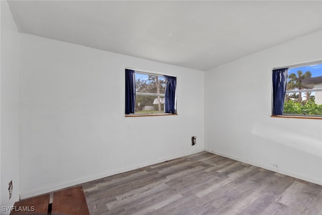 spare room featuring wood-type flooring