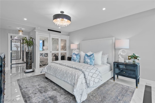 3971 Gulf Shore Blvd N Unit 1505, Naples, FL 34103 - bedroom with recessed lighting and marble finish flooring