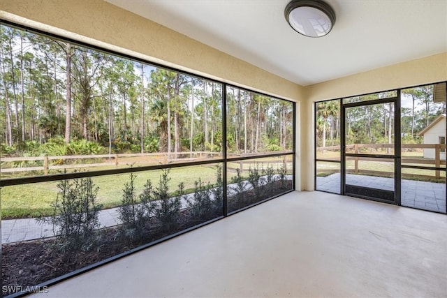 view of unfurnished sunroom