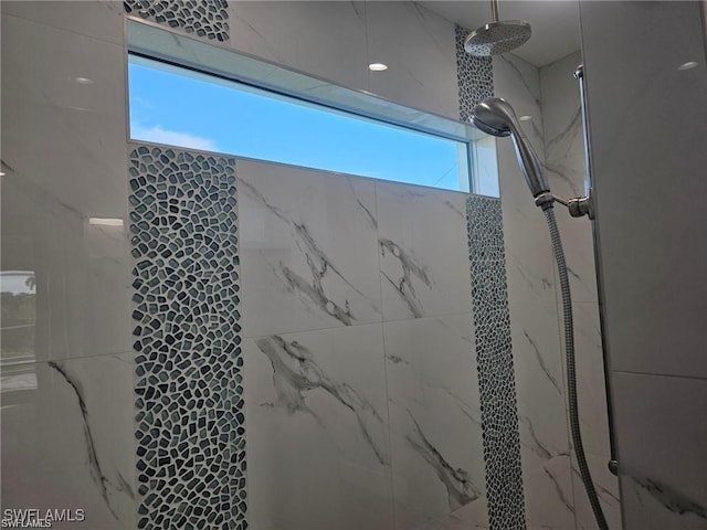 interior details with tiled shower