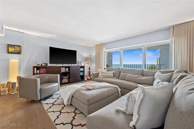 living area featuring wood finished floors