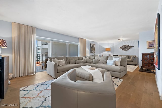 living room with light wood-type flooring