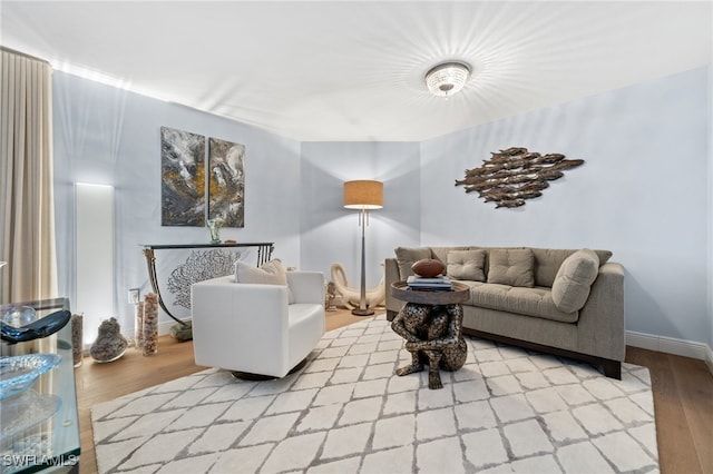 living room with light wood-type flooring