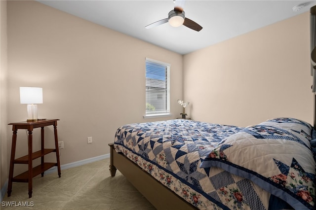 bedroom featuring ceiling fan