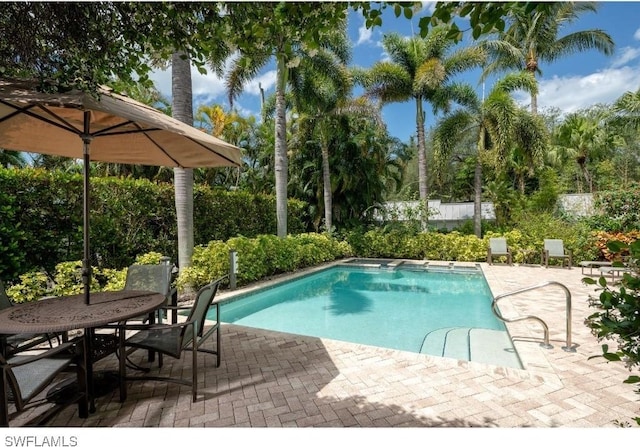370 11th Ave S Unit 2, Naples, FL 34102 - view of swimming pool with a patio and view of scattered trees