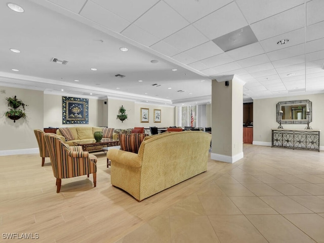 view of tiled living room