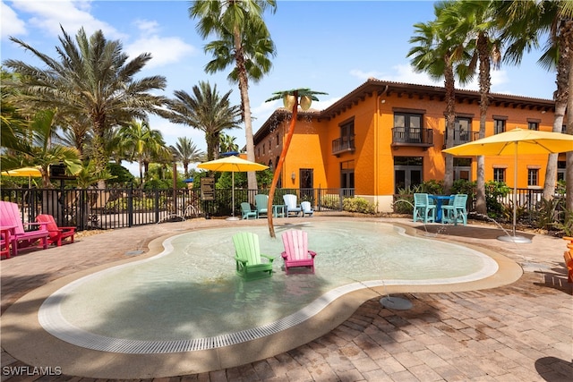 view of pool featuring a patio area