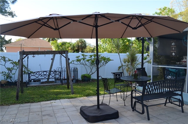 view of patio featuring a gazebo