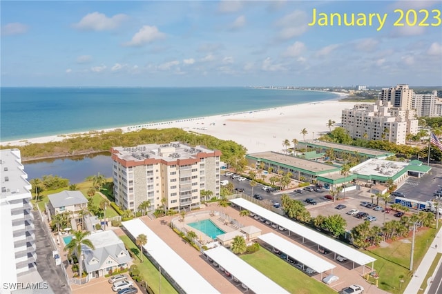 6900 Estero Blvd Unit 701, Fort Myers Beach, FL 33931 - birds eye view of property with a beach view and a water view