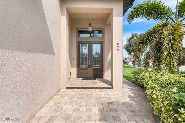 property entrance with french doors