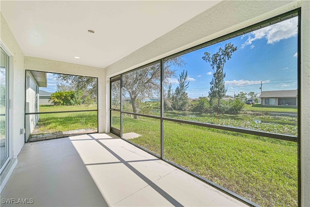 view of unfurnished sunroom