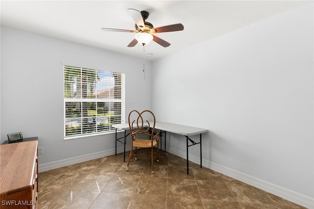 office space featuring ceiling fan