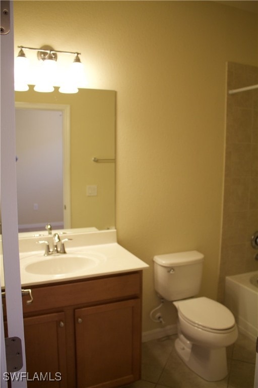 14549 Lanier Ct, Naples, FL 34114 - bathroom with tile patterned flooring, vanity, and shower / washtub combination