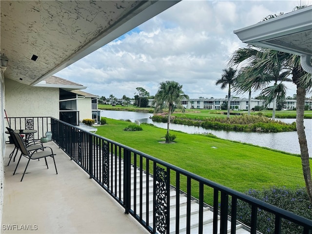 balcony with a water view