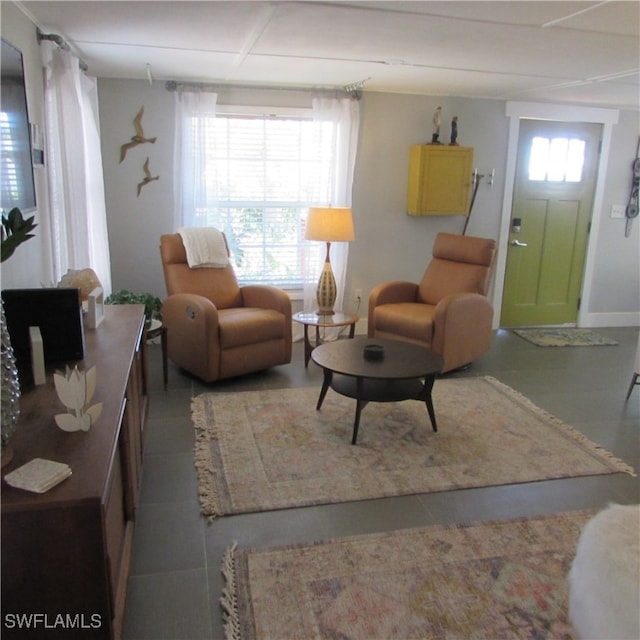 view of tiled living room