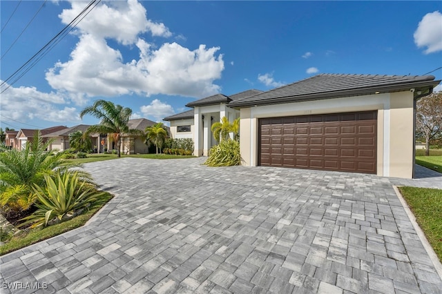 view of front of house with a garage