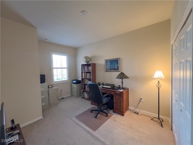 office area with light colored carpet