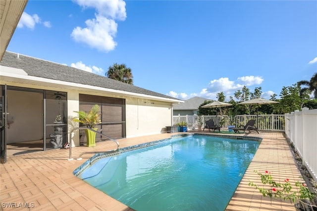 view of pool featuring a patio area