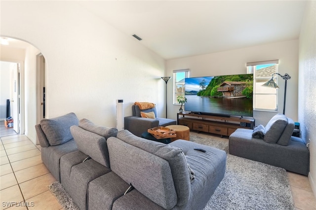 view of tiled living room