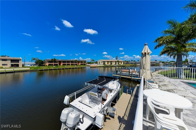 dock area with a water view