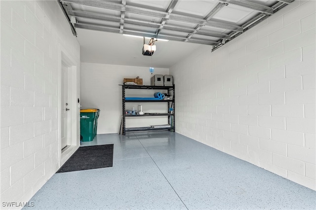 garage with a garage door opener