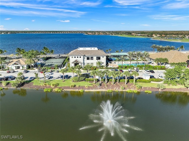 bird's eye view featuring a water view