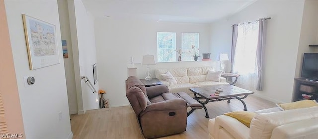 living room featuring light hardwood / wood-style flooring