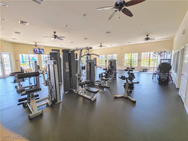 workout area featuring plenty of natural light