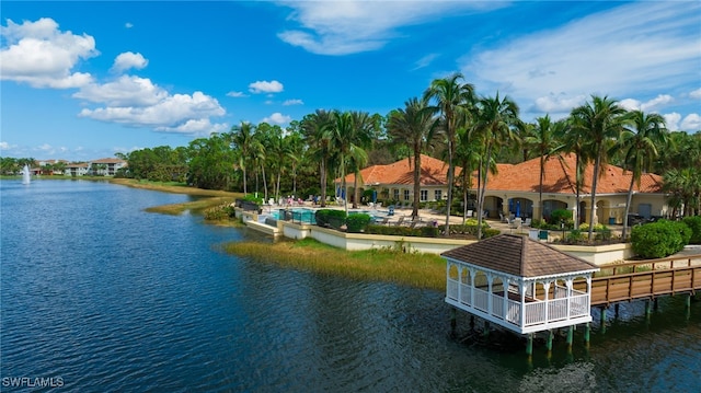 water view with a gazebo