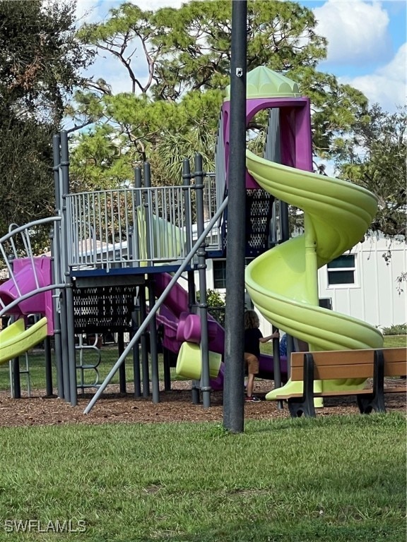 view of play area featuring a yard