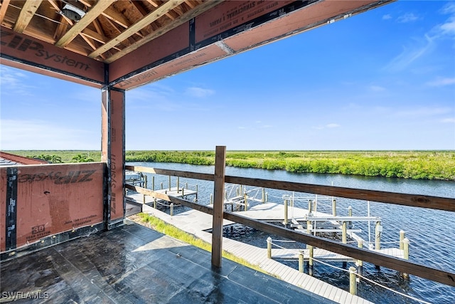 view of dock featuring a water view