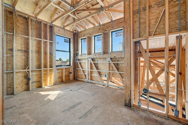 misc room featuring lofted ceiling