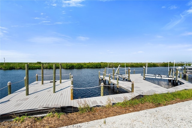 view of dock featuring a water view