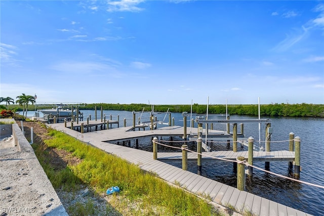 dock area featuring a water view