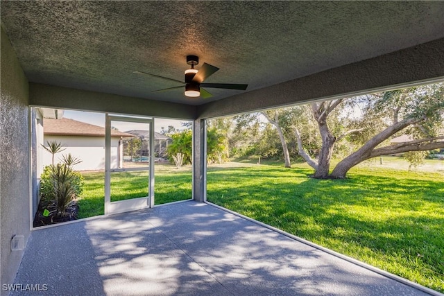 view of patio / terrace featuring ceiling fan