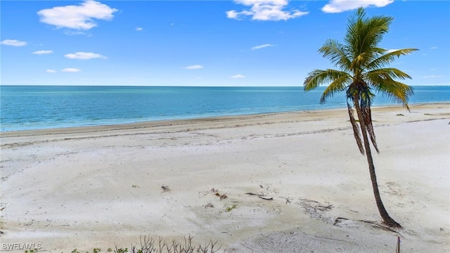 property view of water featuring a view of the beach