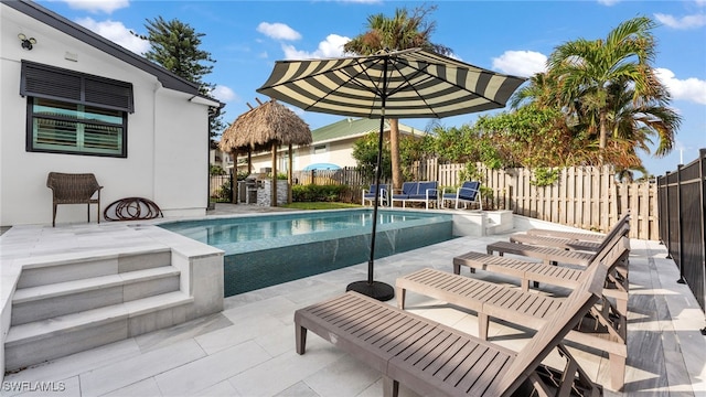 view of pool featuring a patio area