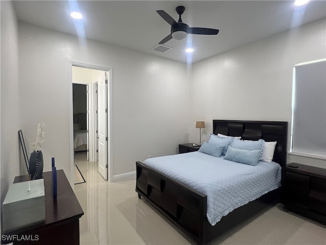 bedroom featuring ceiling fan