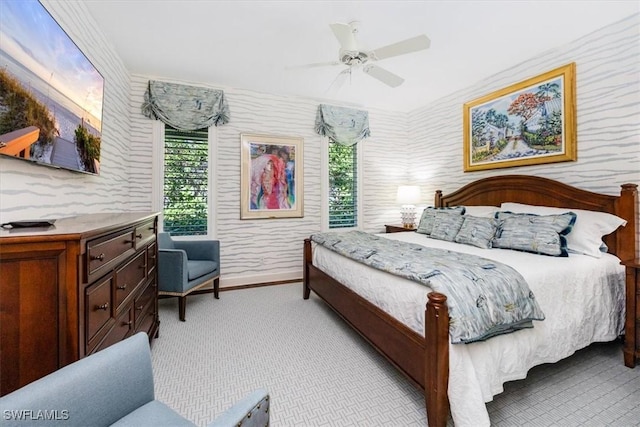 bedroom featuring ceiling fan