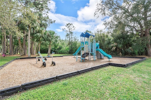 view of playground featuring a yard