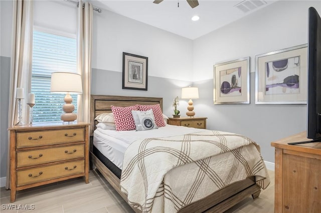 bedroom featuring ceiling fan