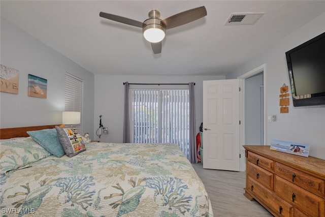 bedroom featuring ceiling fan